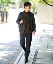 KHJKA05119 a.v.v MEN(アー・ヴェ・ヴェ) 【雑誌MonoMax11月号掲載】デニムライクストレッチスマートジャケット【イージーケア/洗濯機で洗える】〈ON/OFF SERIES〉 ダークグレー