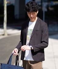KHJKA05119 a.v.v MEN(アー・ヴェ・ヴェ) 【春の通勤におすすめ/イージーケア/洗濯機で洗える】〈ON/OFF SERIES〉デニムライクストレッチスマートジャケット ダークグレー