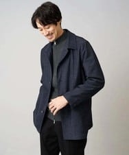 KHJKA07129 a.v.v MEN(アー・ヴェ・ヴェ) 春の人気アウター【イージーケア】デニムライクステンカラーコート【洗濯機で洗える】 ネイビー