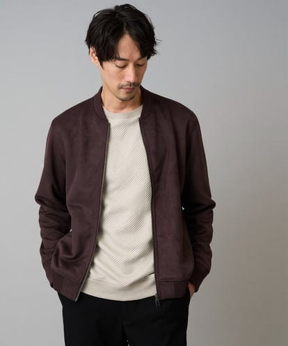 KHJKA11099 a.v.v MEN フェイクスエードリブブルゾン【イージーケア/ストレッチ/洗濯機で洗える】