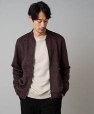 KHJKA11099 a.v.v MEN(アー・ヴェ・ヴェ) フェイクスエードリブブルゾン【イージーケア/ストレッチ/洗濯機で洗える】 ブラウン