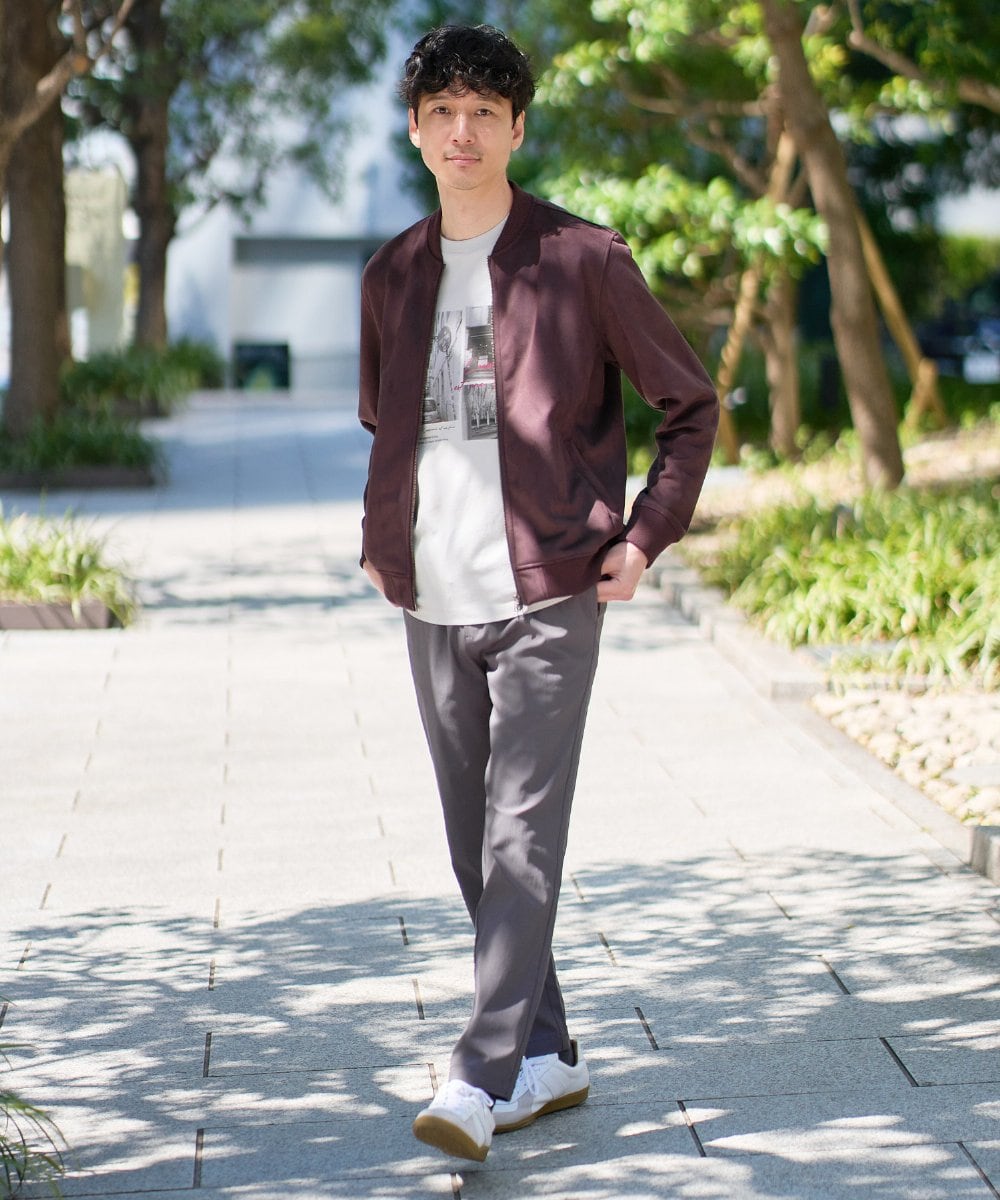 KHJKA11099 a.v.v MEN(アー・ヴェ・ヴェ) 春の行楽におすすめ！フェイクスエードライトリブブルゾン【イージーケア/ストレッチ/洗濯機で洗える】 ダークグレー