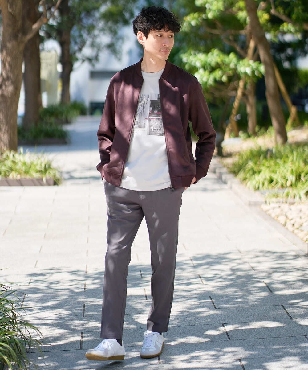 KHJKA11099 a.v.v MEN(アー・ヴェ・ヴェ) 春の行楽におすすめ！フェイクスエードライトリブブルゾン【イージーケア/ストレッチ/洗濯機で洗える】 ダークグレー