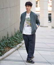 KHJKA11099 a.v.v MEN(アー・ヴェ・ヴェ) 春の行楽におすすめ！フェイクスエードライトリブブルゾン【イージーケア/ストレッチ/洗濯機で洗える】 ダークグレー