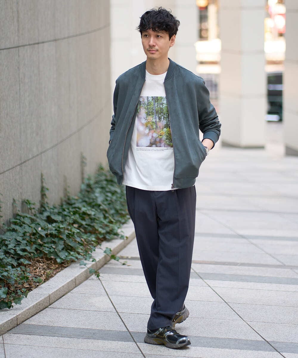 KHJKA11099 a.v.v MEN(アー・ヴェ・ヴェ) 春の行楽におすすめ！フェイクスエードライトリブブルゾン【イージーケア/ストレッチ/洗濯機で洗える】 ダークグレー