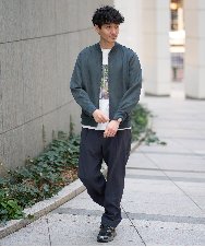 KHJKA11099 a.v.v MEN(アー・ヴェ・ヴェ) 春の行楽におすすめ！フェイクスエードライトリブブルゾン【イージーケア/ストレッチ/洗濯機で洗える】 ダークグレー