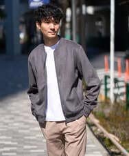 KHJKA11099 a.v.v MEN(アー・ヴェ・ヴェ) 春の行楽におすすめ！フェイクスエードライトリブブルゾン【イージーケア/ストレッチ/洗濯機で洗える】 ダークグレー