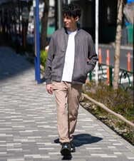 KHJKA11099 a.v.v MEN(アー・ヴェ・ヴェ) 春の行楽におすすめ！フェイクスエードライトリブブルゾン【イージーケア/ストレッチ/洗濯機で洗える】 ダークグレー