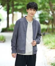 KHJKA11099 a.v.v MEN(アー・ヴェ・ヴェ) 【雑誌MonoMax11月号掲載】フェイクスエードリブブルゾン【イージーケア/ストレッチ/洗濯機で洗える】 ダークグレー