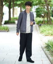 KHJKA11099 a.v.v MEN(アー・ヴェ・ヴェ) 【雑誌MonoMax11月号掲載】フェイクスエードリブブルゾン【イージーケア/ストレッチ/洗濯機で洗える】 ダークグレー