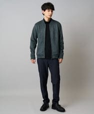 KHJKA11099 a.v.v MEN(アー・ヴェ・ヴェ) 【雑誌MonoMax11月号掲載】フェイクスエードリブブルゾン【イージーケア/ストレッチ/洗濯機で洗える】 ダークグレー