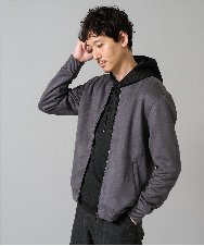 KHJKA11099 a.v.v MEN(アー・ヴェ・ヴェ) 【雑誌MonoMax11月号掲載】フェイクスエードリブブルゾン【イージーケア/ストレッチ/洗濯機で洗える】 ダークグレー