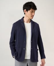 KHJKA15109 a.v.v MEN(アー・ヴェ・ヴェ) 春の上品見え【イージーケア/ストレッチ】ハニカムジャージースマートジャケット【洗濯機で洗える】通勤/ビジネス/ジャケット〈ON/OFF SERIES〉 ネイビー