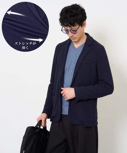 KHJKA15109 a.v.v MEN <初秋におすすめ！>ハニカムジャージースマートジャケット【イージーケア/ストレッチ/洗濯機で洗える】