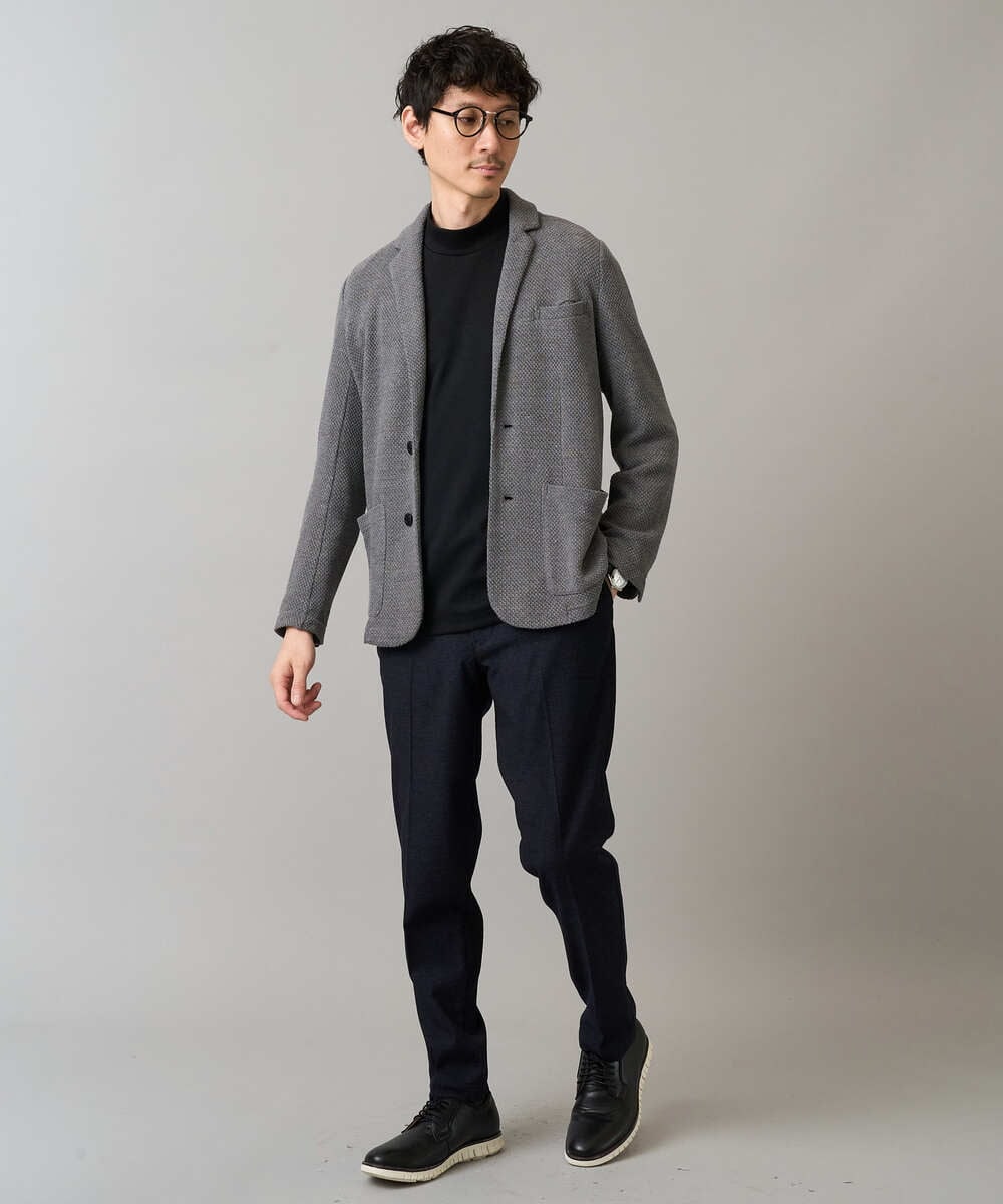 KHJKA15109 a.v.v MEN(アー・ヴェ・ヴェ) 春の上品見え【イージーケア/ストレッチ】ハニカムジャージースマートジャケット【洗濯機で洗える】通勤/ビジネス/ジャケット〈ON/OFF SERIES〉 グレー