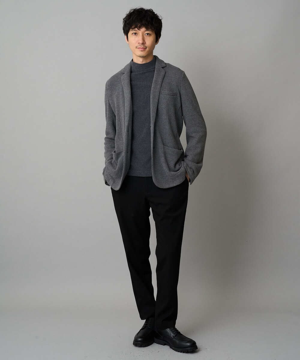 KHJKA15109 a.v.v MEN(アー・ヴェ・ヴェ) 【イージーケア/ストレッチ】ハニカムジャージースマートジャケット【洗濯機で洗える】通勤/ビジネス/ジャケット〈ON/OFF SERIES〉 グレー