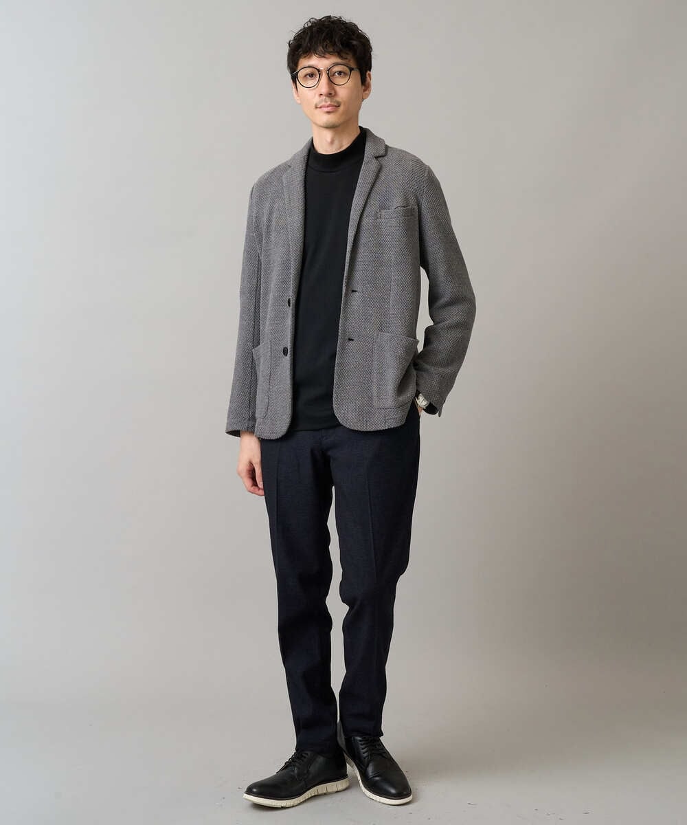 KHJKA15109 a.v.v MEN(アー・ヴェ・ヴェ) 春の上品見え【イージーケア/ストレッチ】ハニカムジャージースマートジャケット【洗濯機で洗える】通勤/ビジネス/ジャケット〈ON/OFF SERIES〉 グレー