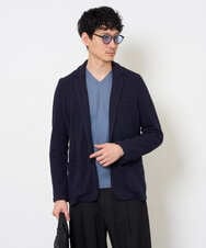 KHJKA15109 a.v.v MEN(アー・ヴェ・ヴェ) <初秋におすすめ！>ハニカムジャージースマートジャケット【イージーケア/ストレッチ/洗濯機で洗える】 グレー