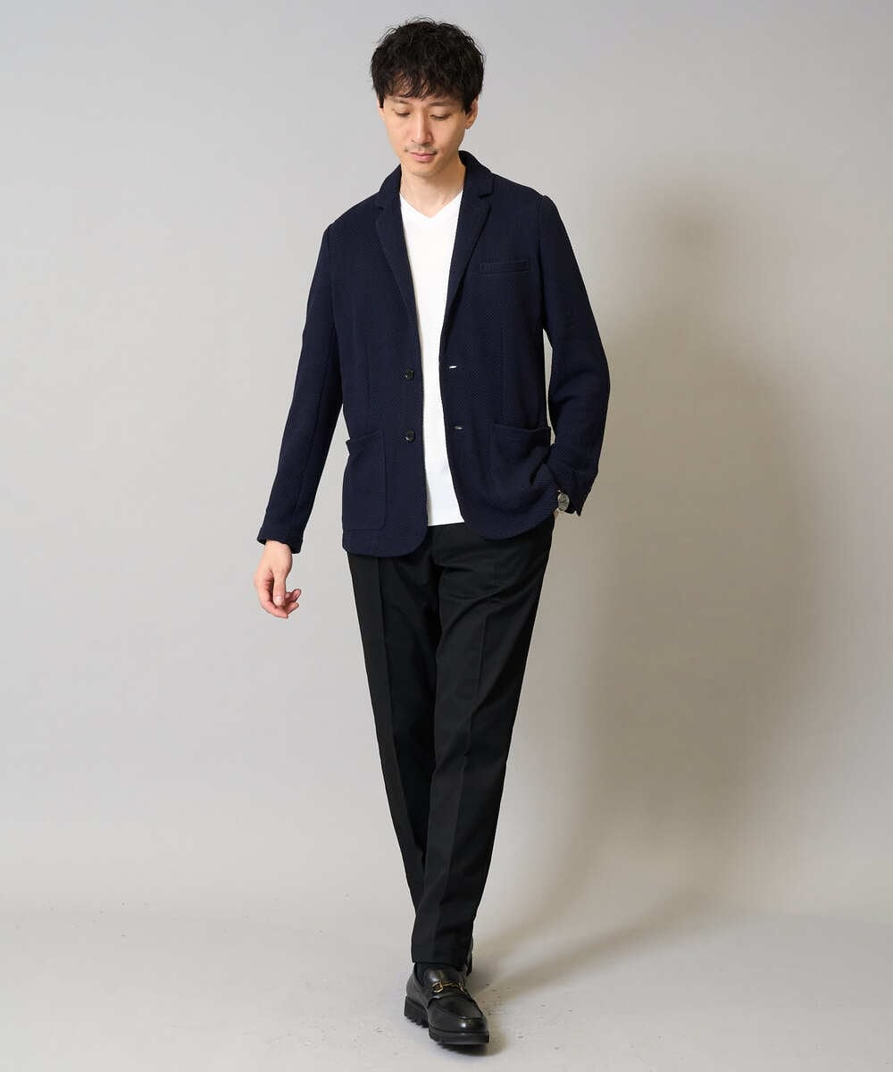 KHJKA15109 a.v.v MEN(アー・ヴェ・ヴェ) 春の上品見え【イージーケア/ストレッチ】ハニカムジャージースマートジャケット【洗濯機で洗える】通勤/ビジネス/ジャケット〈ON/OFF SERIES〉 グレー