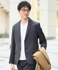 KHJKA16119 a.v.v MEN(アー・ヴェ・ヴェ) 【イージーケア/シワになりにくい】スマートジャケット 秋リライト【洗濯機で洗える/ストレッチ】〈ON/OFF SERIES〉 ダークグレー