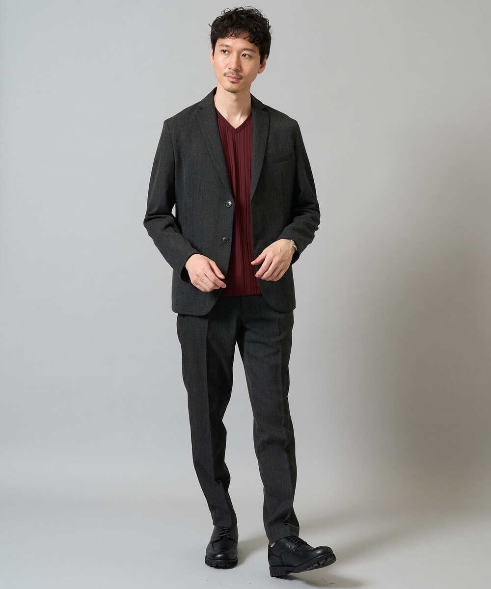 KHJKA16119 a.v.v MEN(アー・ヴェ・ヴェ) 【イージーケア/シワになりにくい】スマートジャケット 秋リライト【洗濯機で洗える/ストレッチ】〈ON/OFF SERIES〉 ダークグレー