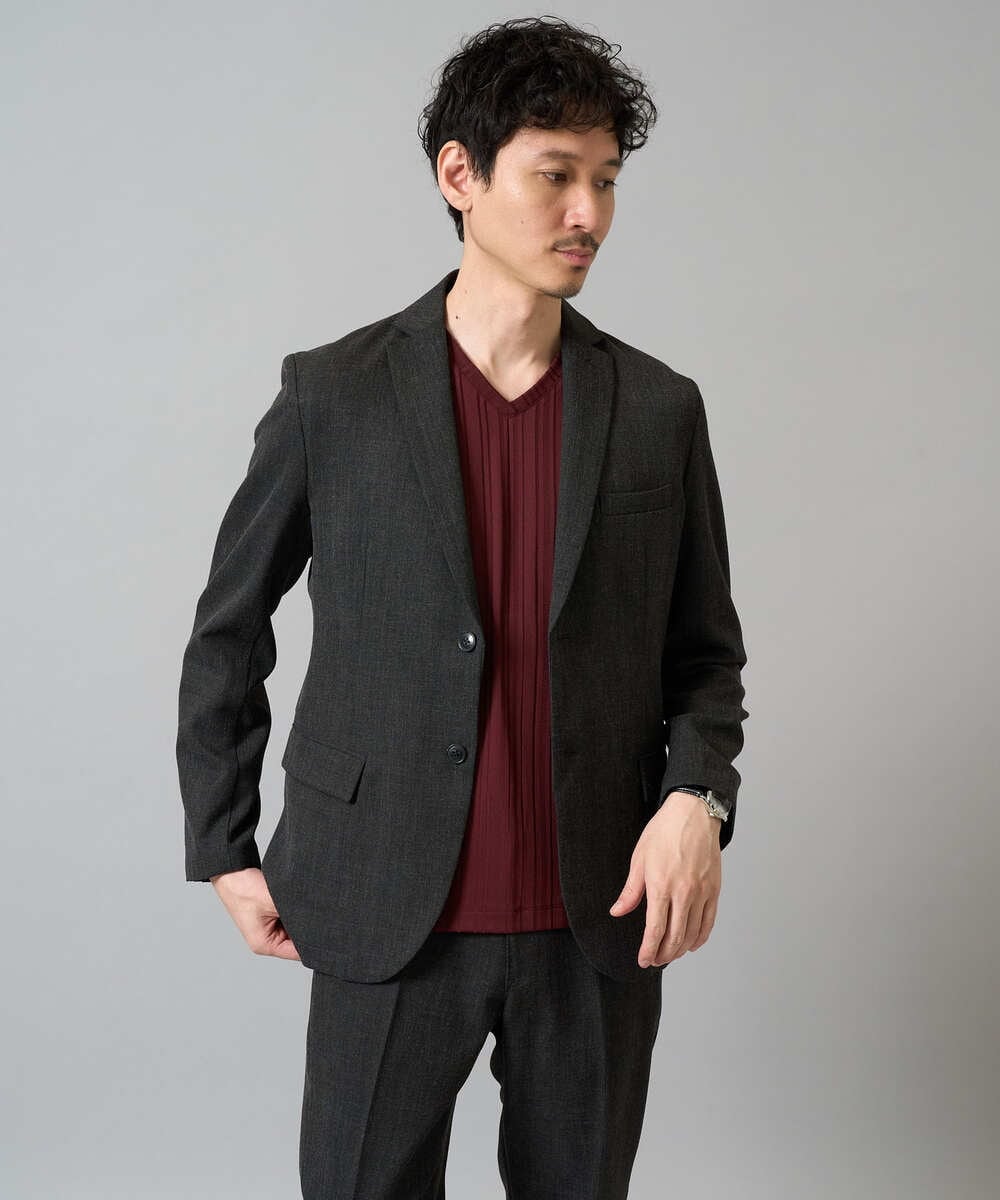 KHJKA16119 a.v.v MEN(アー・ヴェ・ヴェ) 【イージーケア/シワになりにくい】スマートジャケット 秋リライト【洗濯機で洗える/ストレッチ】〈ON/OFF SERIES〉 ダークグレー