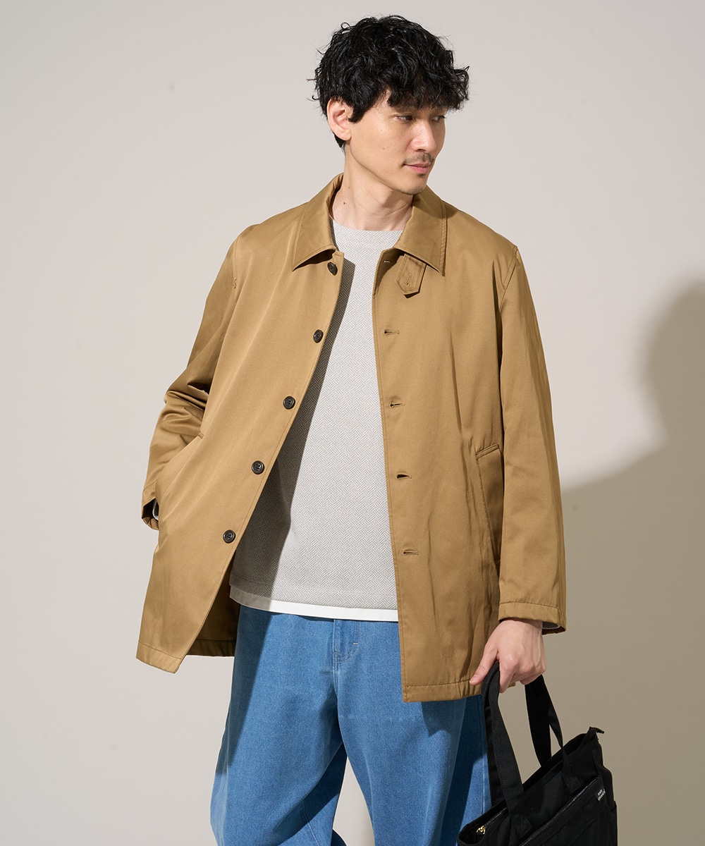 KHJKA18119 a.v.v MEN(アー・ヴェ・ヴェ) 【撥水/毛玉になりにくい】ステンカラースプリングコート ベージュ