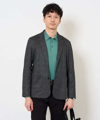 KHJKA19119 a.v.v MEN <季節を繋ぐ通勤ジャケット>　メランジポンチテーラードジャケット【イージーケア/ストレッチ/洗濯機で洗える】