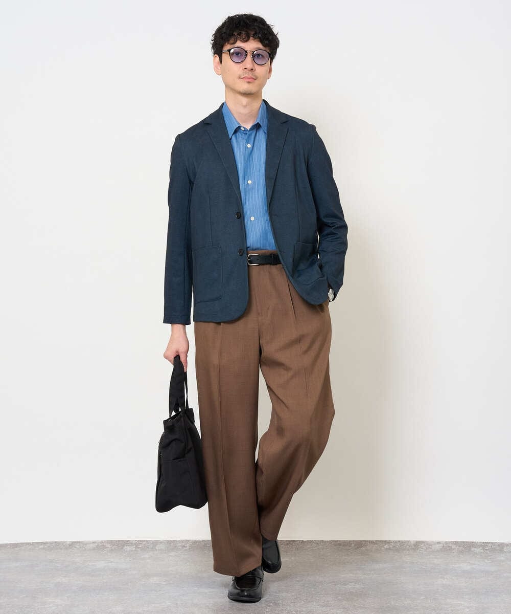 KHJKA19119 a.v.v MEN(アー・ヴェ・ヴェ) <季節を繋ぐ通勤ジャケット>　メランジポンチテーラードジャケット【イージーケア/ストレッチ/洗濯機で洗える】 ダークグレー