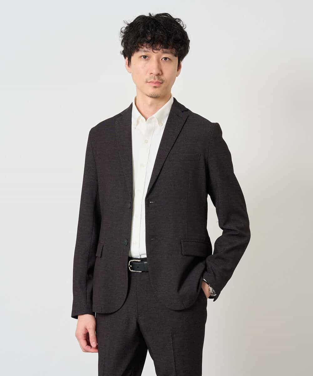 KHJKD05119 a.v.v MEN(アー・ヴェ・ヴェ) 【シェイプジャケット/イージーケア/洗濯機で洗える/ストレッチ】デニムライクストレッチスマートジャケット ダークグレー