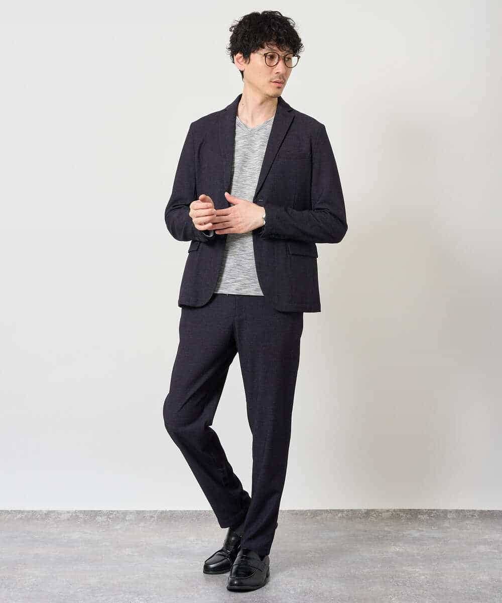 KHJKD05119 a.v.v MEN(アー・ヴェ・ヴェ) 【シェイプジャケット/イージーケア/洗濯機で洗える/ストレッチ】デニムライクストレッチスマートジャケット ダークグレー