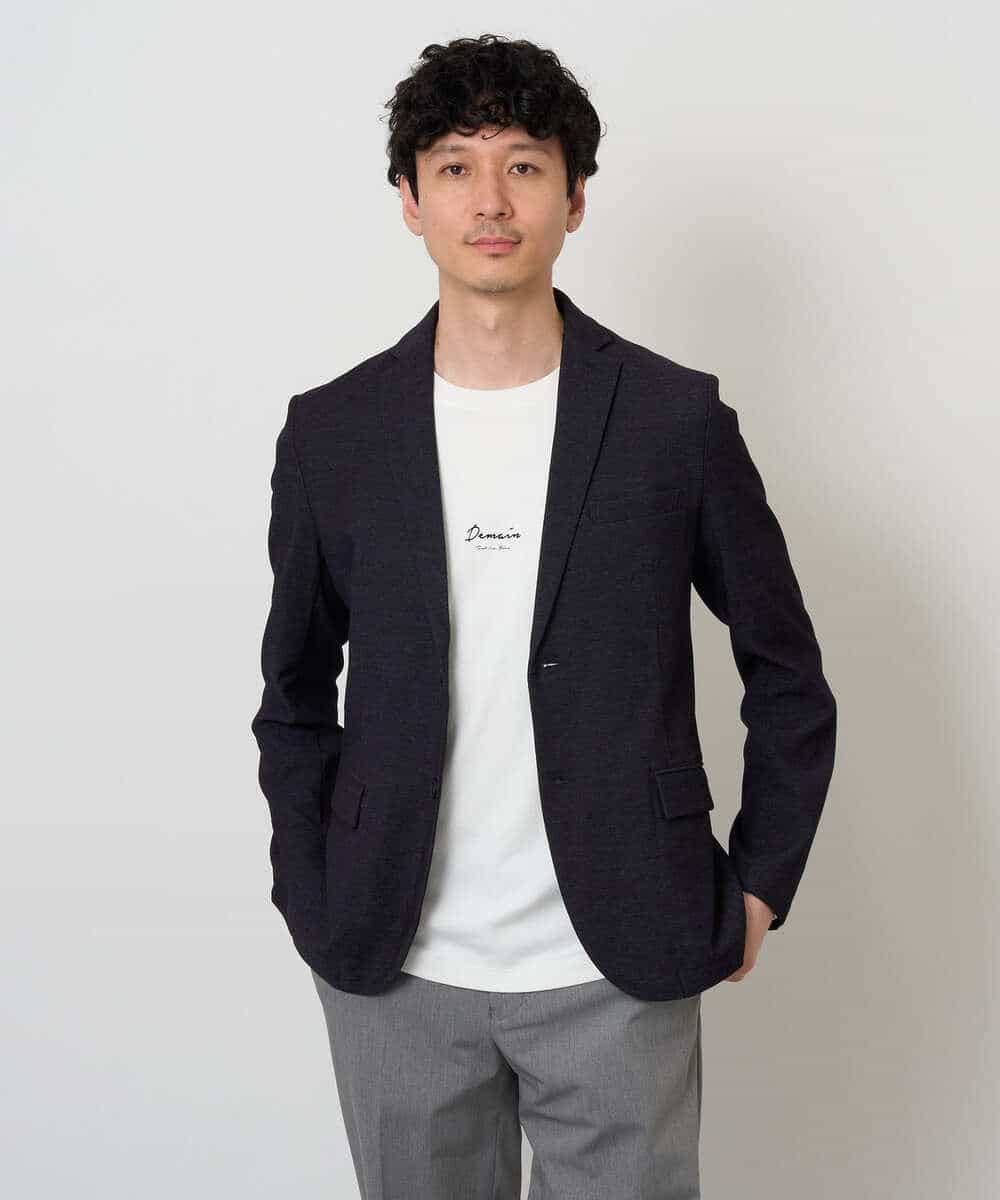KHJKD05119 a.v.v MEN(アー・ヴェ・ヴェ) 【シェイプジャケット/イージーケア/洗濯機で洗える/ストレッチ】デニムライクストレッチスマートジャケット ダークグレー