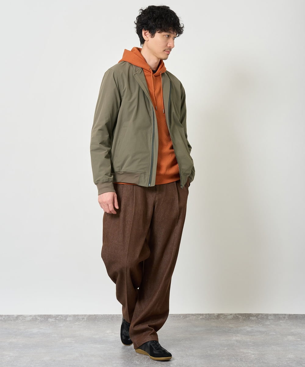 KHJKD06099 a.v.v MEN(アー・ヴェ・ヴェ) 【ストレッチ/撥水/洗濯機で洗える/毛玉になりにくい/イージーケア】ナイロンピケストレッチリブブルゾン ブラック