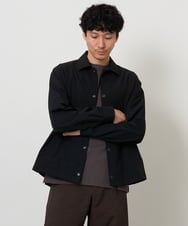 KHJKD08109 a.v.v MEN(アー・ヴェ・ヴェ) 【撥水/ストレッチ/洗濯機で洗える/毛玉になりにくい/イージーケア】ナイロンピケストレッチコーチジャケット ブラック