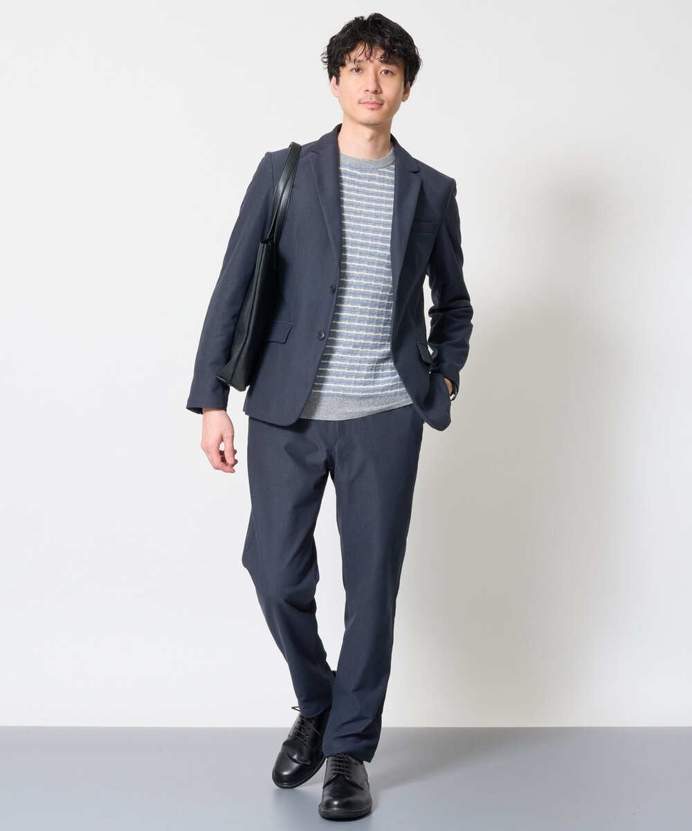 KHJKD72129 a.v.v MEN(アー・ヴェ・ヴェ) 【スマート/イージーケア/洗濯機で洗えるストレッチ】コールダブルフェイスストレッチスマートジャケット ネイビー