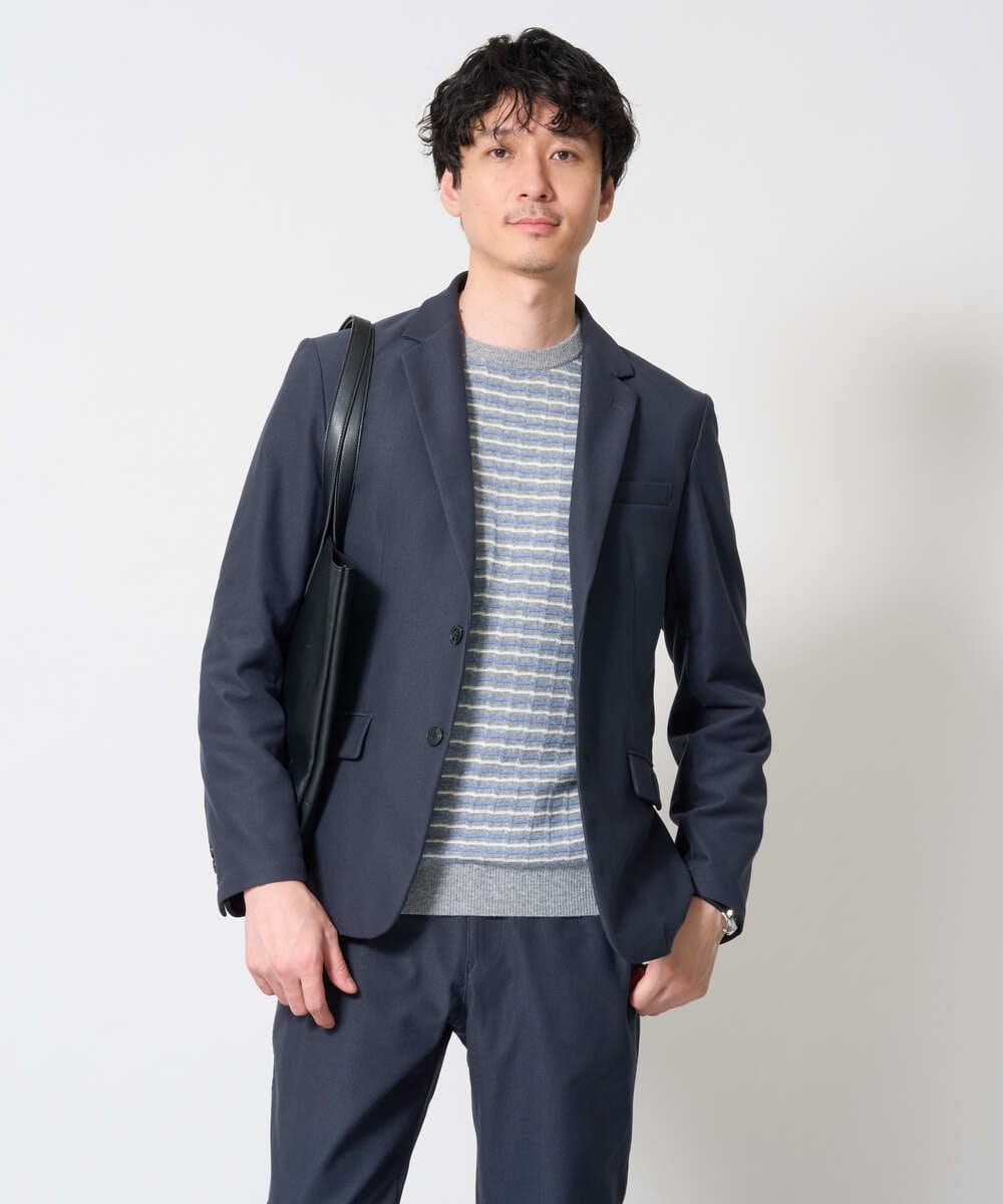 KHJKD72129 a.v.v MEN(アー・ヴェ・ヴェ) 【スマート/イージーケア/洗濯機で洗えるストレッチ】コールダブルフェイスストレッチスマートジャケット ネイビー