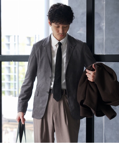 KHJKD74139 a.v.v MEN ＼秋に人気のスエードシリーズ／ソフトスエードコンバーチブルスマートジャケット【スマート/イージーケア/洗濯機で洗える/ストレッチ】