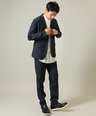 KHJKV05119 a.v.v MEN(アー・ヴェ・ヴェ) 【イージーケア/ストレッチ】スマートシャンブレーテーラードジャケット(セットアップ可) ネイビー