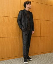 KHJKV15119 a.v.v MEN(アー・ヴェ・ヴェ) 【通年着用OK】スマートインレイニットシェイプジャケット(セットアップ可） ブラック