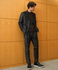 KHJKV15119 a.v.v MEN(アー・ヴェ・ヴェ) 【通年着用OK】スマートインレイニットシェイプジャケット(セットアップ可） ブラック
