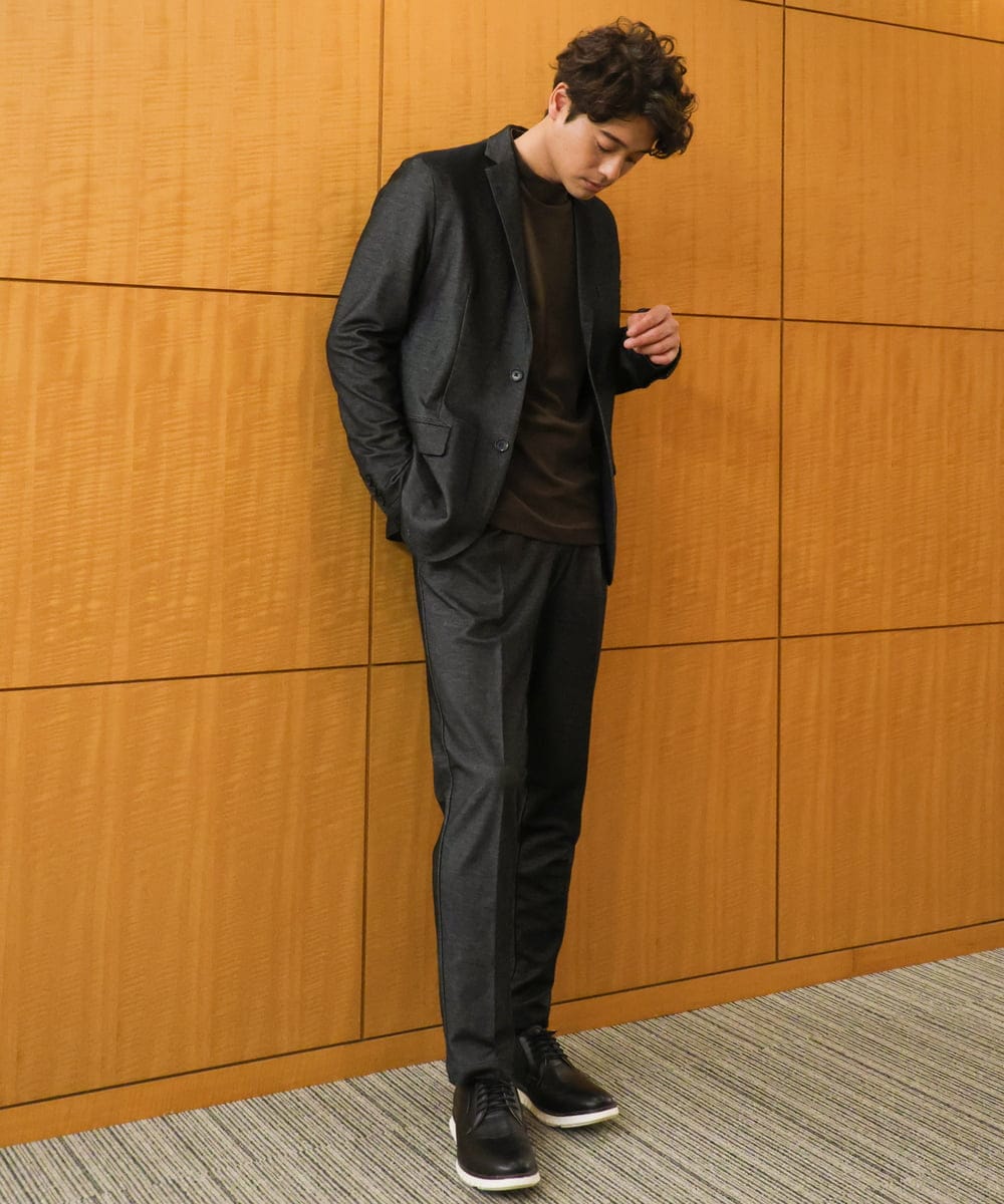 KHJKV15119 a.v.v MEN(アー・ヴェ・ヴェ) 【通年着用OK】スマートインレイニットシェイプジャケット(セットアップ可） ブラック