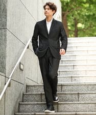 KHJKV15119 a.v.v MEN(アー・ヴェ・ヴェ) 【通年着用OK】スマートインレイニットシェイプジャケット(セットアップ可） ブラック