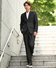 KHJKV15119 a.v.v MEN(アー・ヴェ・ヴェ) 【通年着用OK】スマートインレイニットシェイプジャケット(セットアップ可） ブラック
