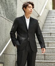 KHJKV15119 a.v.v MEN(アー・ヴェ・ヴェ) 【通年着用OK】スマートインレイニットシェイプジャケット(セットアップ可） ブラック