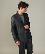 KHJKV15119 a.v.v MEN(アー・ヴェ・ヴェ) 【通年着用OK】スマートインレイニットシェイプジャケット(セットアップ可） ブラック