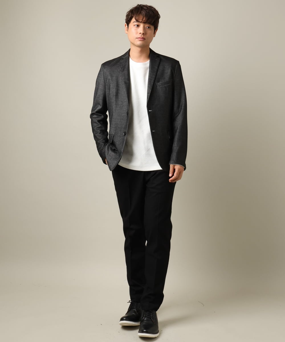 KHJKV15119 a.v.v MEN(アー・ヴェ・ヴェ) 【通年着用OK】スマートインレイニットシェイプジャケット(セットアップ可） ブラック
