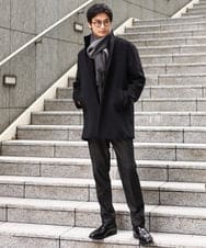 KHJKV15119 a.v.v MEN(アー・ヴェ・ヴェ) 【通年着用OK】スマートインレイニットシェイプジャケット(セットアップ可） ブラック