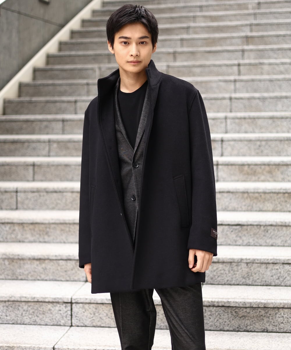 KHJKV15119 a.v.v MEN(アー・ヴェ・ヴェ) 【通年着用OK】スマートインレイニットシェイプジャケット(セットアップ可） ブラック