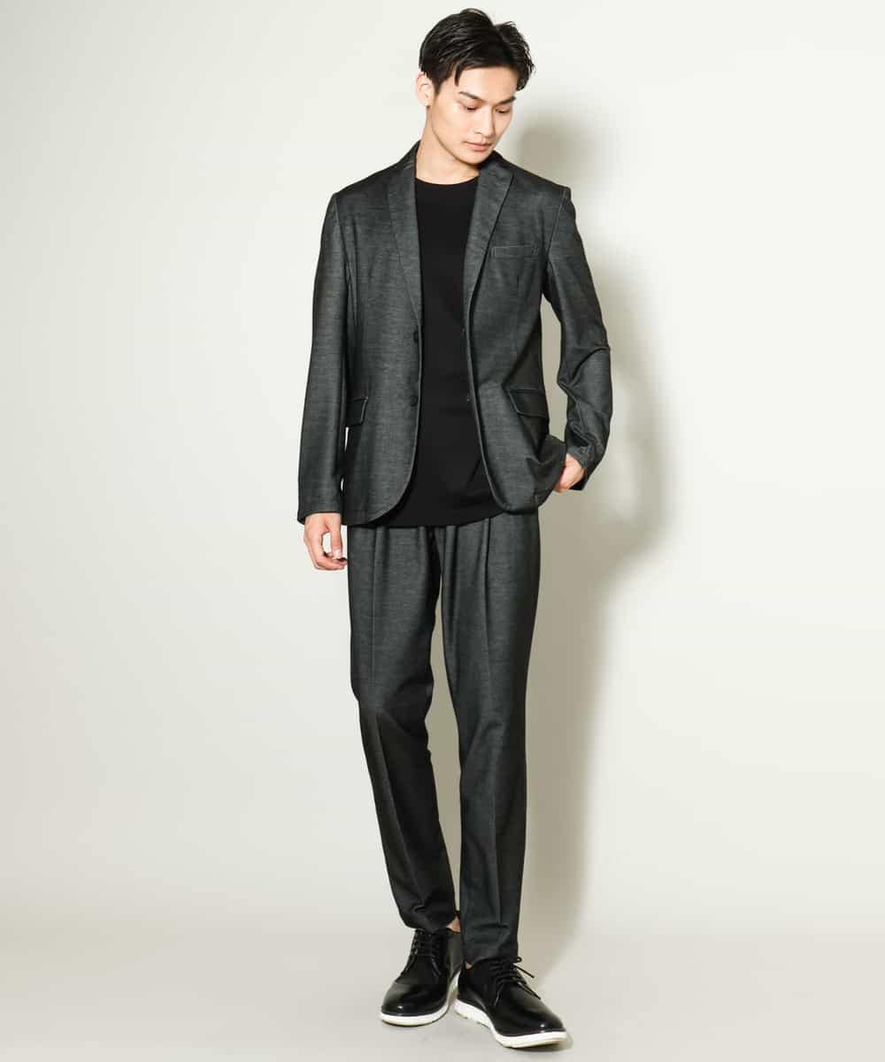 KHJKV15119 a.v.v MEN(アー・ヴェ・ヴェ) 【通年着用OK】スマートインレイニットシェイプジャケット(セットアップ可） ブラック