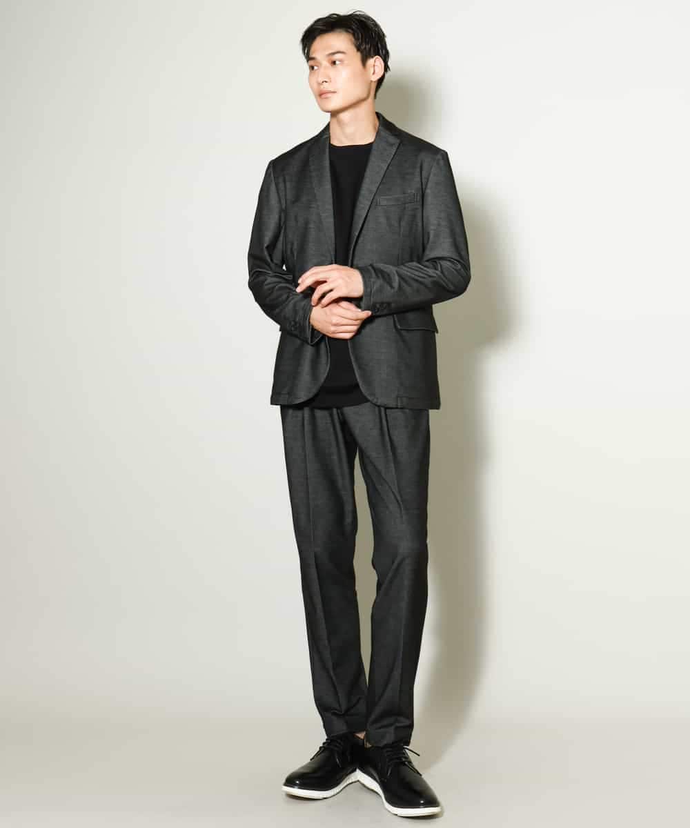 KHJKV15119 a.v.v MEN(アー・ヴェ・ヴェ) 【通年着用OK】スマートインレイニットシェイプジャケット(セットアップ可） ブラック